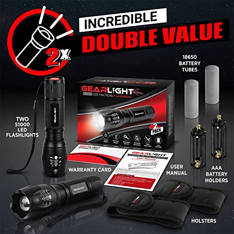 Gear Light LED Flashlight Pack Of 2